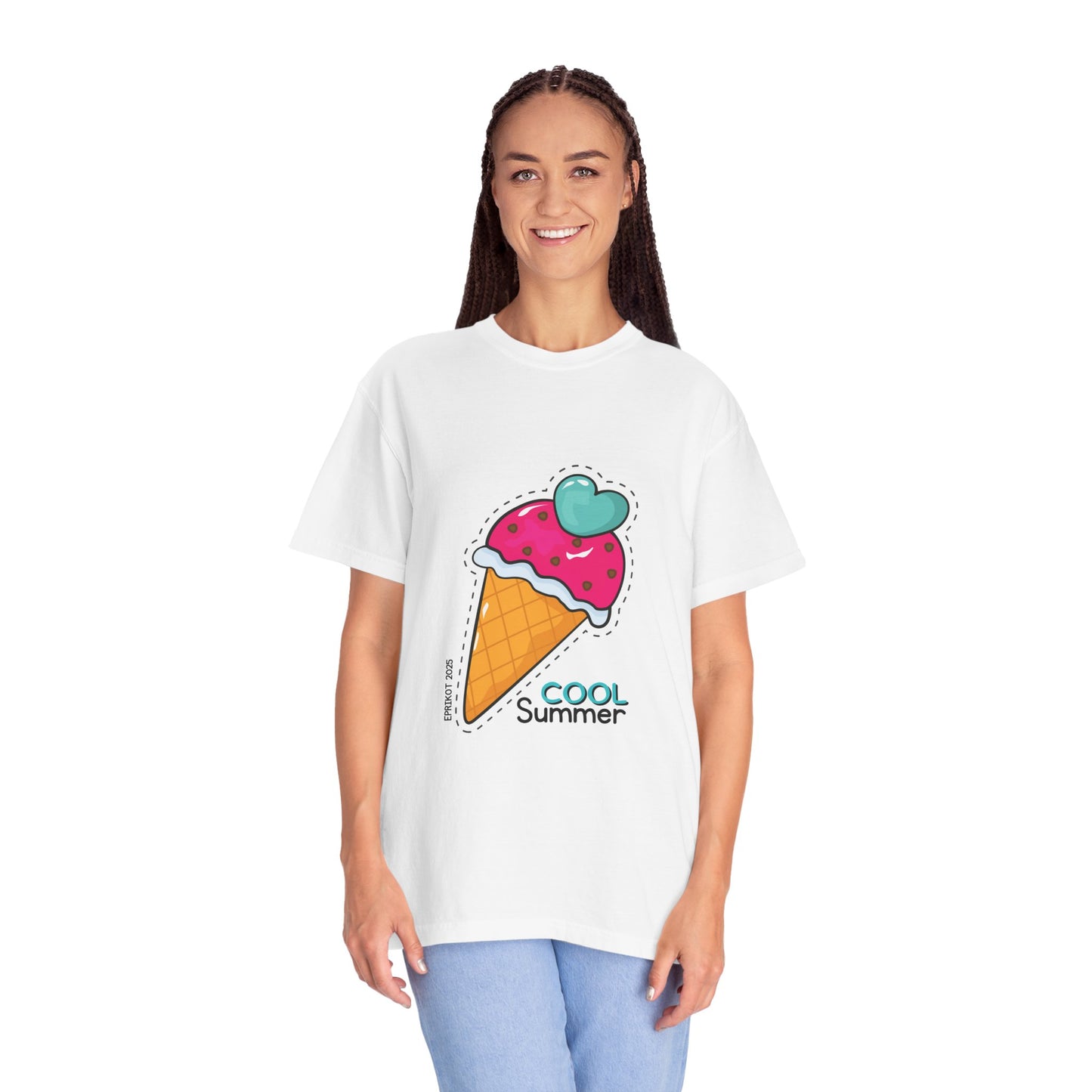 White T Shirt for Girls - Trendy Tees for Girls - Ice Cream