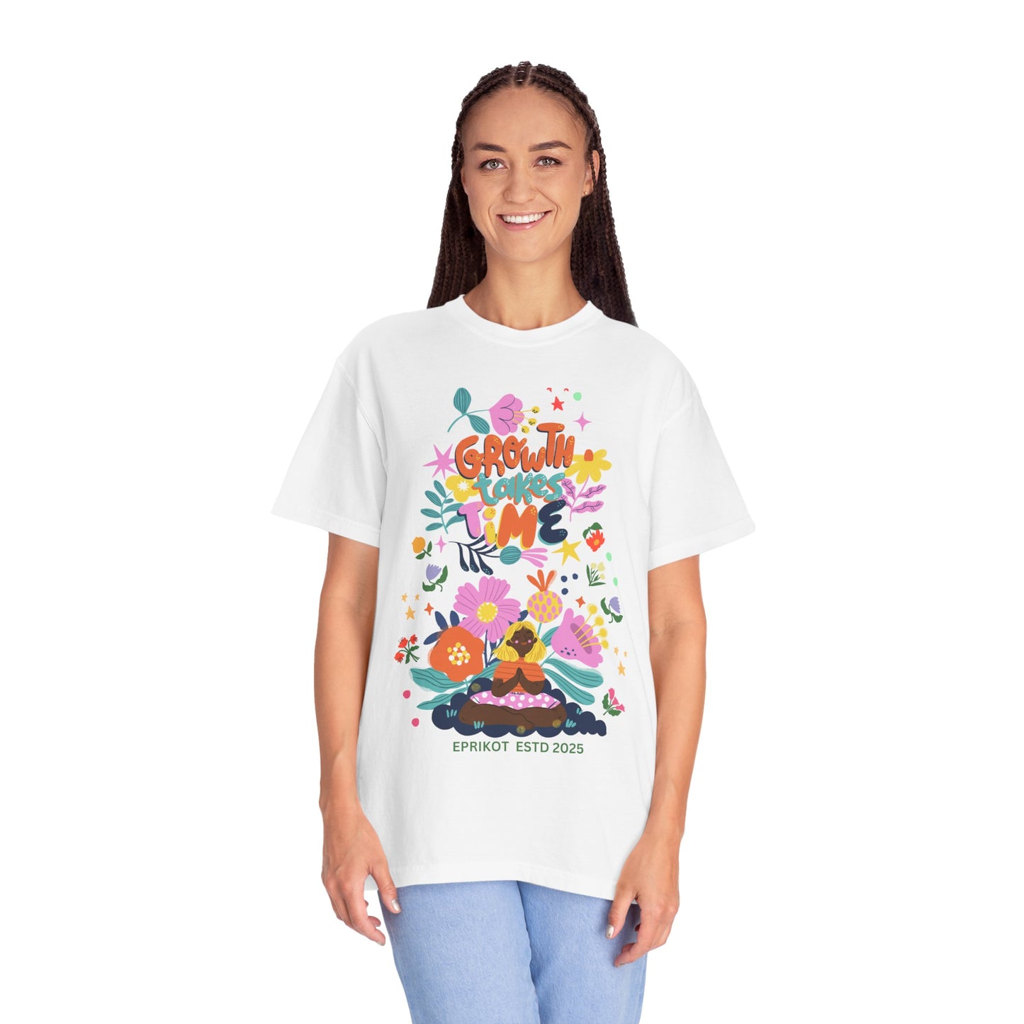 White T Shirt for Girls - Tees for Girls - Growth Takes Time